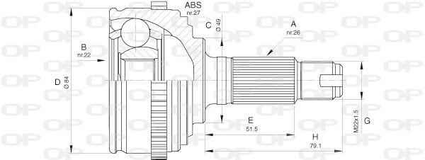 OPEN PARTS Шарнирный комплект, приводной вал CVJ5475.10